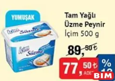İÇİM TAM YAĞLI SÜZME PEYNİR 500 G fiyat ve kampanya bilgisi